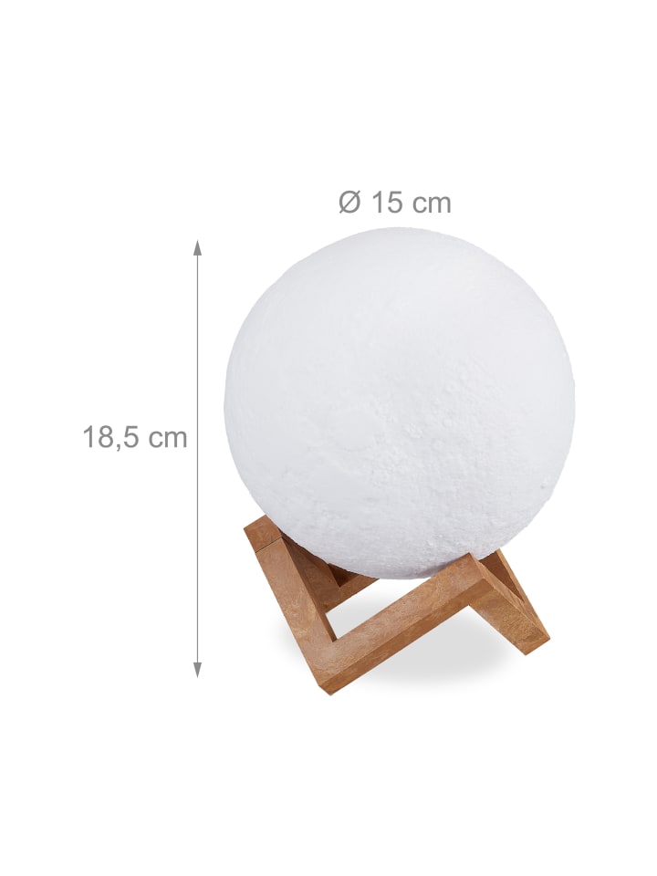relaxdays Mondlampe 3D 16 Farben in Weiß Ø 15cm günstig kaufen onesize