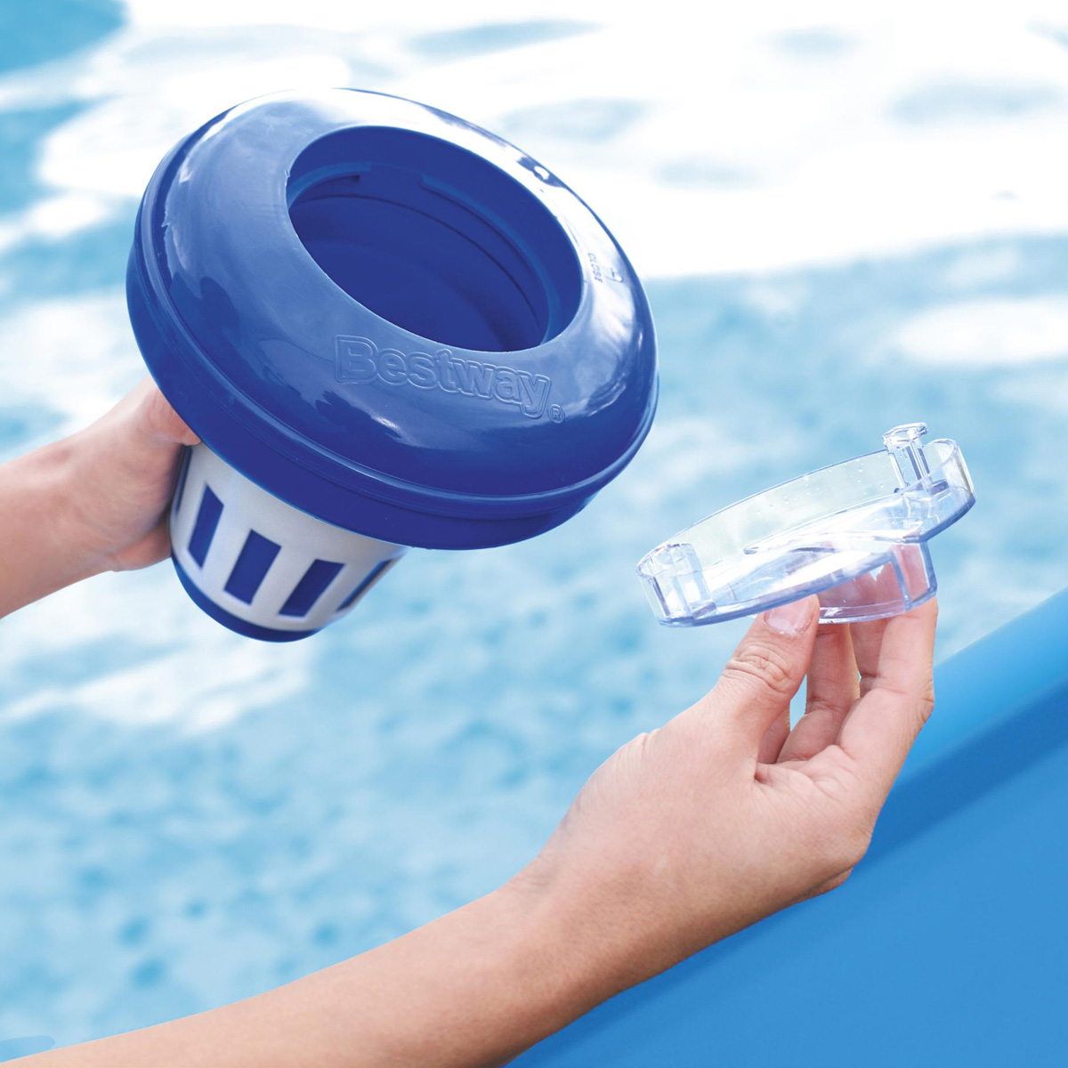 Casaria Deuba® Chlordosierer Blau/Weiß Ø16,5cm