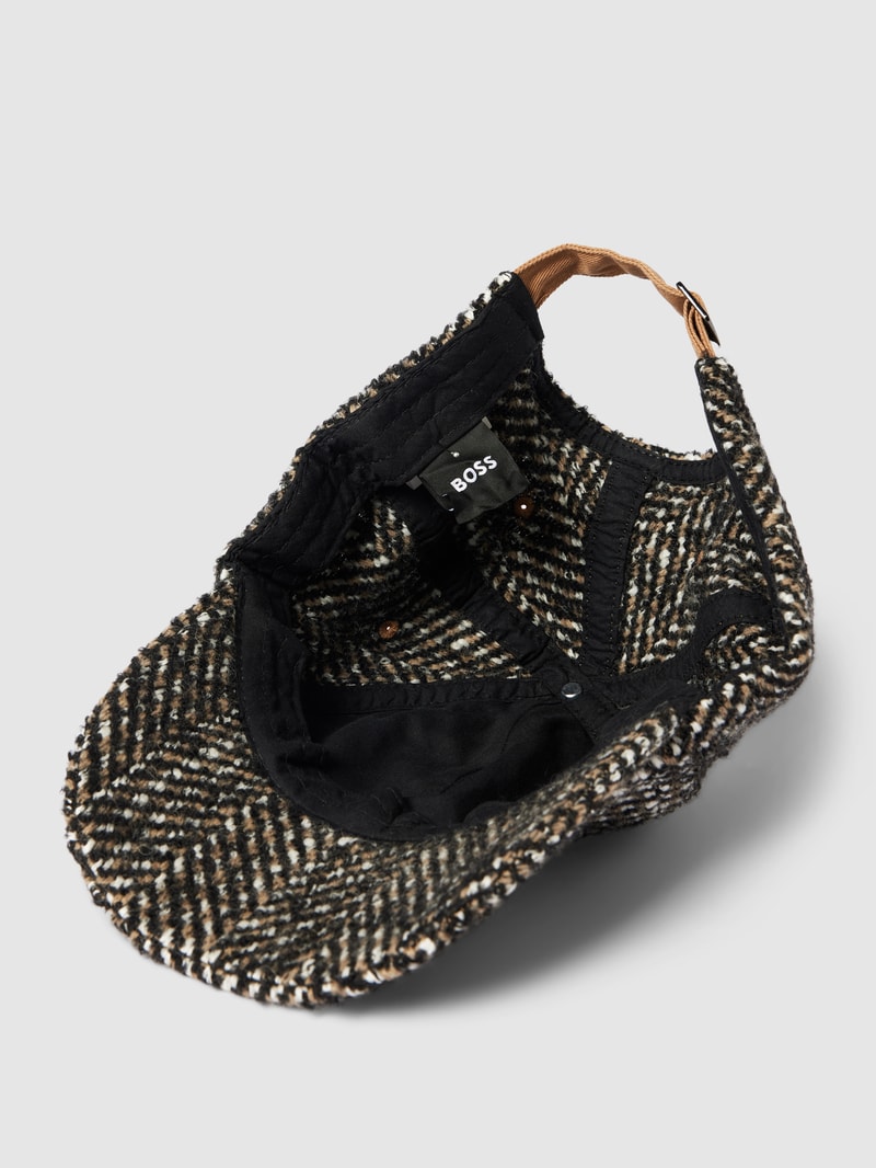 Cap aus Woll-Mix mit Label-Detail in beige