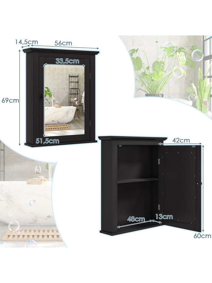 COSTWAY Spiegelschrank in Schwarz günstig kaufen onesize