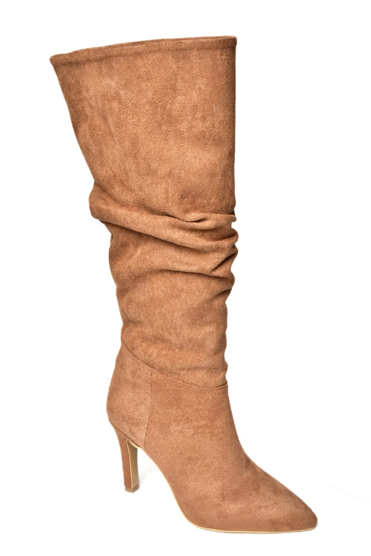Fox Shoes  Hellbraune Damenstiefel aus Wildleder mit dünnem Absatz L404868002