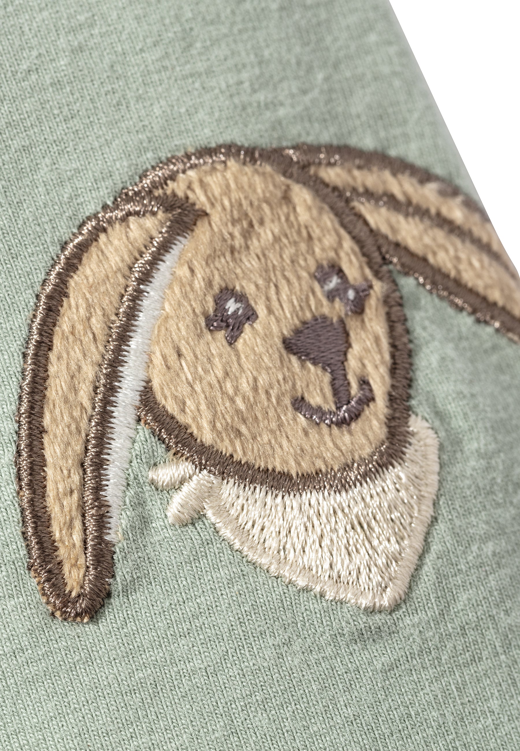 Shirt Hase Happy mit Knopfleiste in steingrün