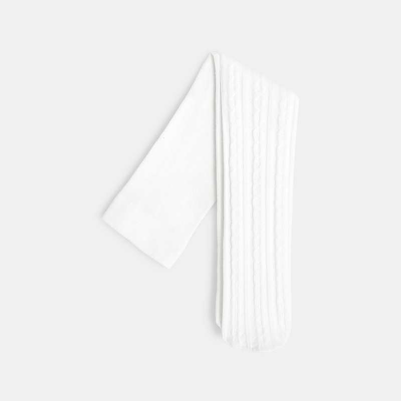 Collants chauds à torsades blancs bébé fille