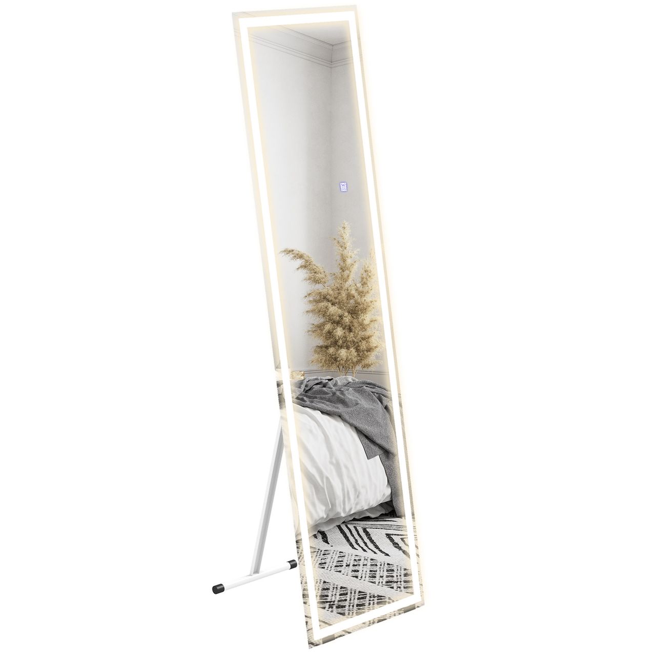 HOMCOM Ganzkörperspiegel, 40 x 150 cm Standspiegel, Wandspiegel mit LED-Leuchte