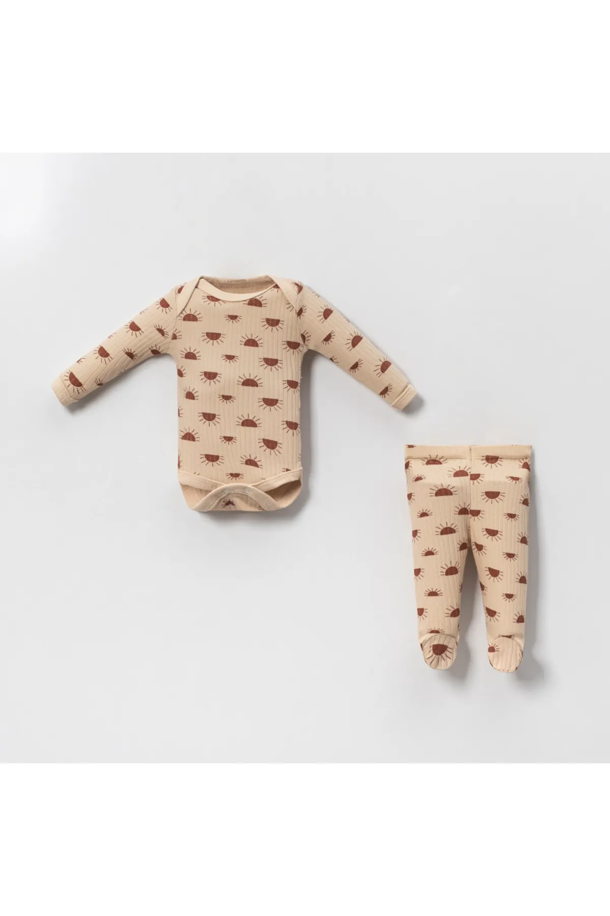 Bubito  3-teiliges Set aus Unter- und Oberteil für Babys aus gekämmter Baumwolle mit Sonnenmuster, verschiedene Farben