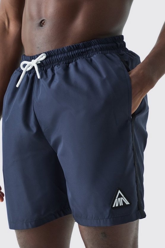Mittellange Man Badehose mit Paspeln