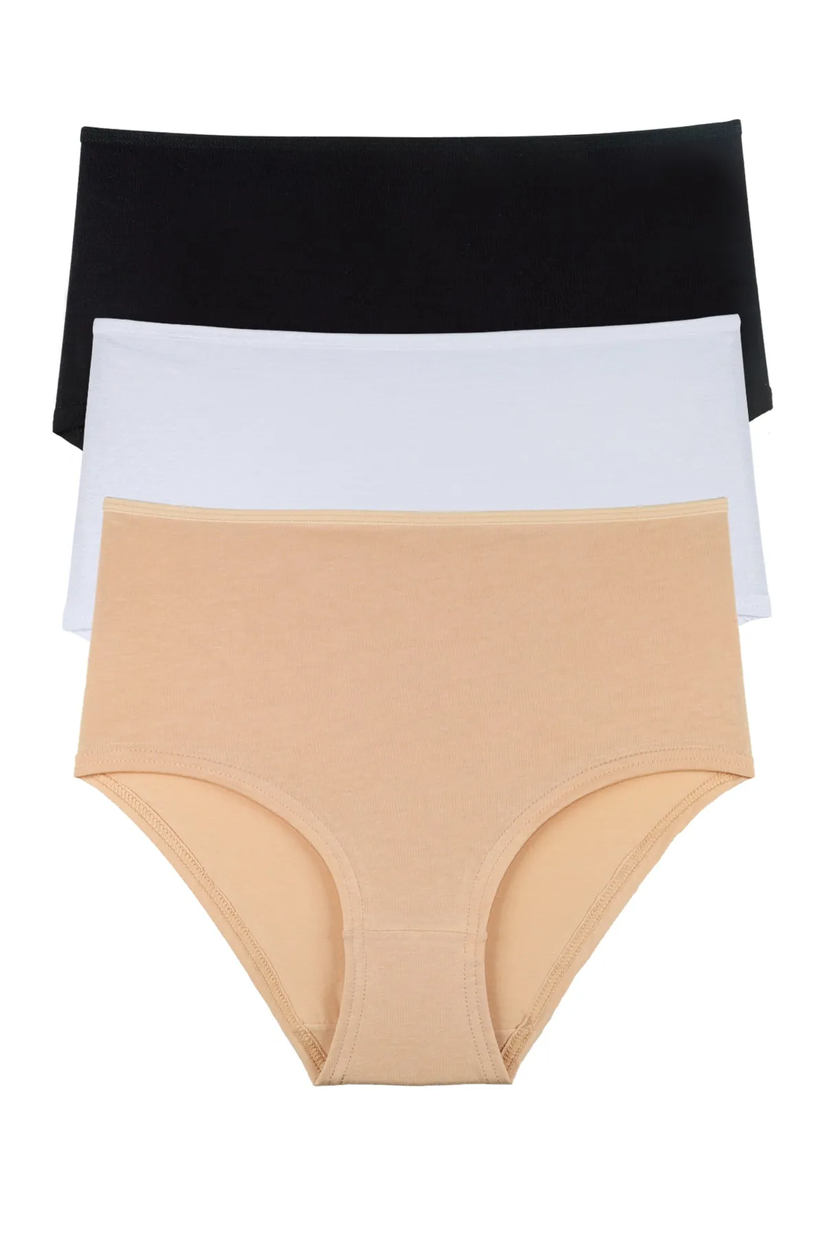 Sensu  Damen - Baumwollhöschen mit hoher Taille, 3er-Set, gemischt - Kts115