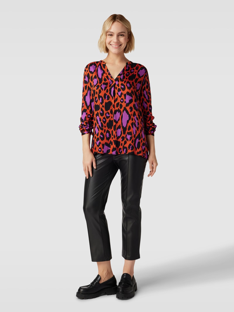 Bluse aus Viskose mit Allover-Muster Modell 'PLEAT' in dunkel orange