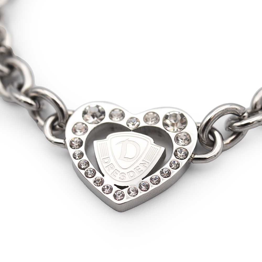 Gliederarmband HERZ mit Kristallen