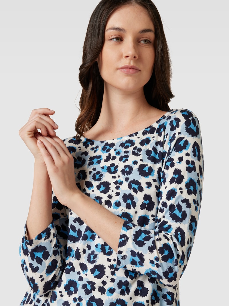 T-Shirt mit Animal-Print in dunkelblau