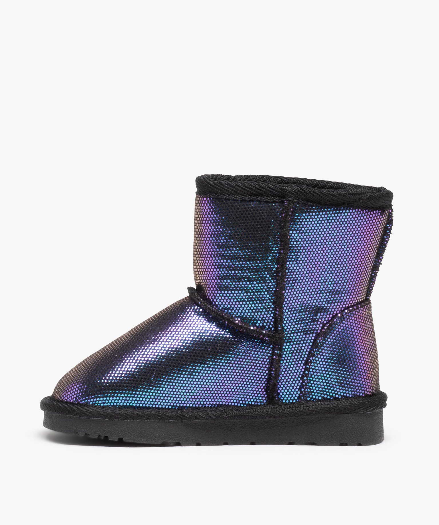 Boots fourrées fille en suédine brillante et irisée violet | GEMO