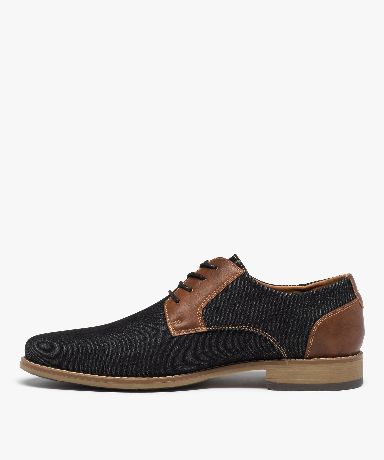 Derbies homme bicolores en denim noir | GEMO