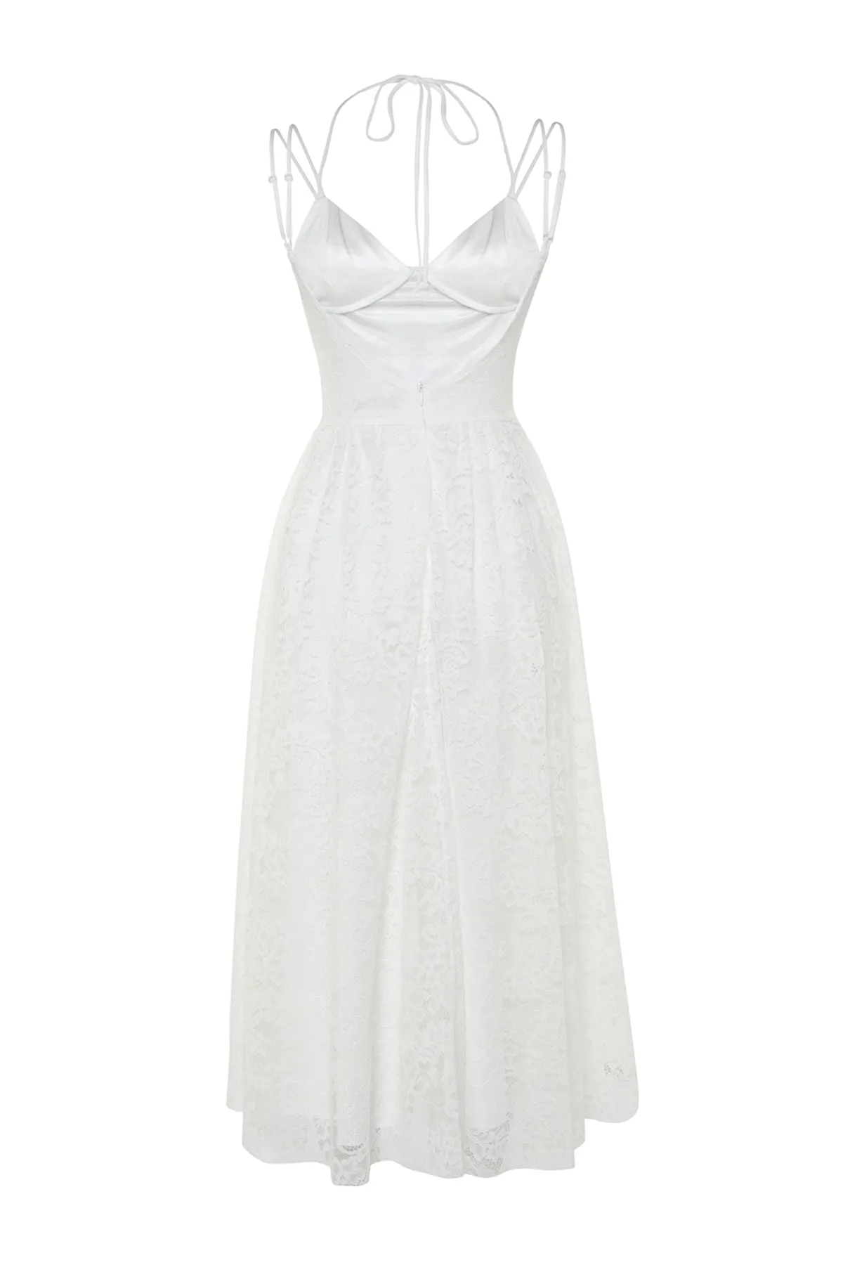 Trendyol Collection  Ecru-Taille geöffnet / Skater-gefüttert Spitze Hochzeit / Hochzeit Elegantes Abendkleid TPRSS23EL00523