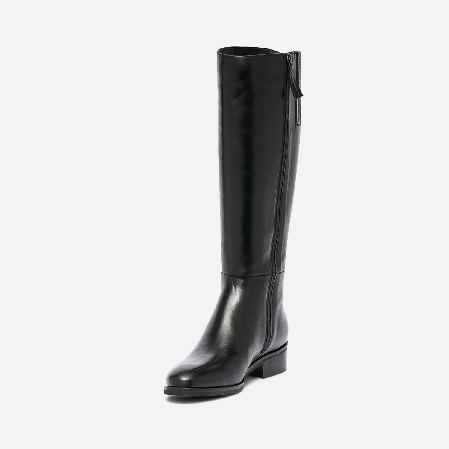 Botte noire en cuir pour mollet fin