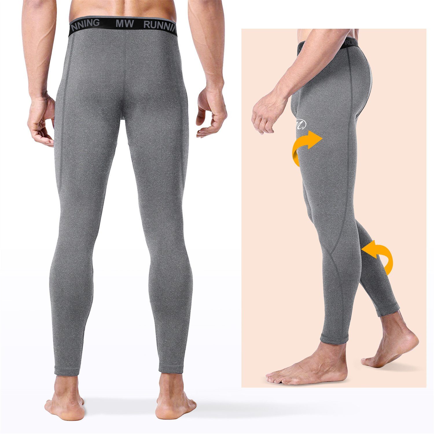 MEETYOO Thermohose Herren Winter Lang Unterhosen (Thermohose und Skiunterwäsche, Warm und Ultra Weich, Perfekte Leggings 2er Pack) für Zuhause und Outdoor Aktivitäten