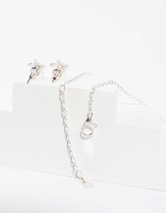 Set aus Kette und Ohrring - Ziersteine