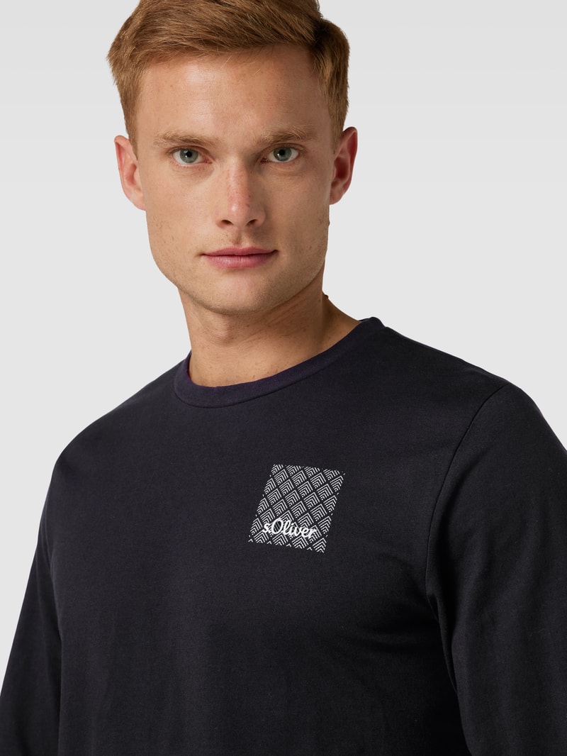 Longsleeve mit Label-Print Modell 'Mix & Match' in schwarz