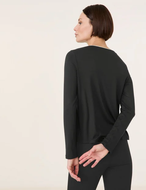Blusenshirt mit Kontrastleisten