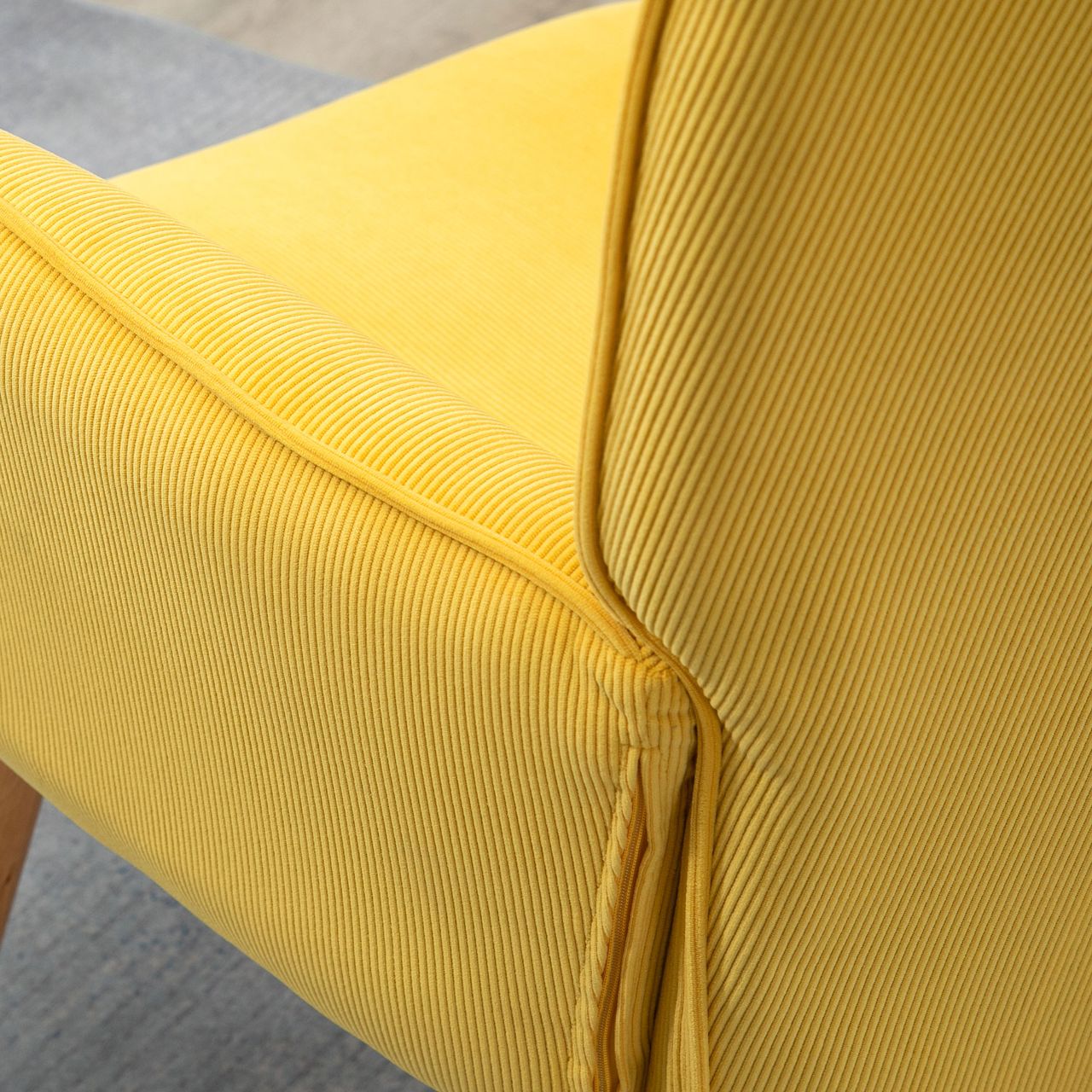 HOMCOM Ohrensessel mit Hocker, Relaxsessel, Polstersessel in Cord-Optik, Gelb