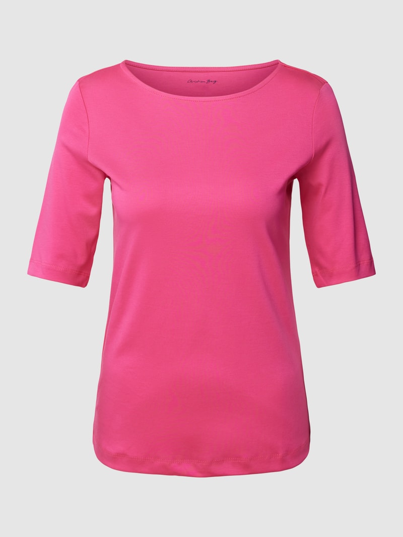 T-Shirt aus Baumwolle mit U-Boot-Ausschnitt in pink