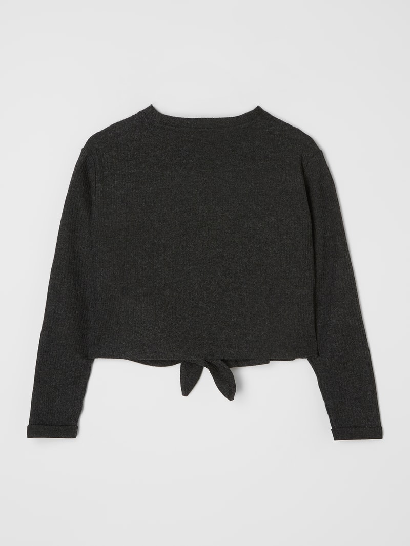 Cropped Longsleeve mit Rippenstruktur in anthrazit