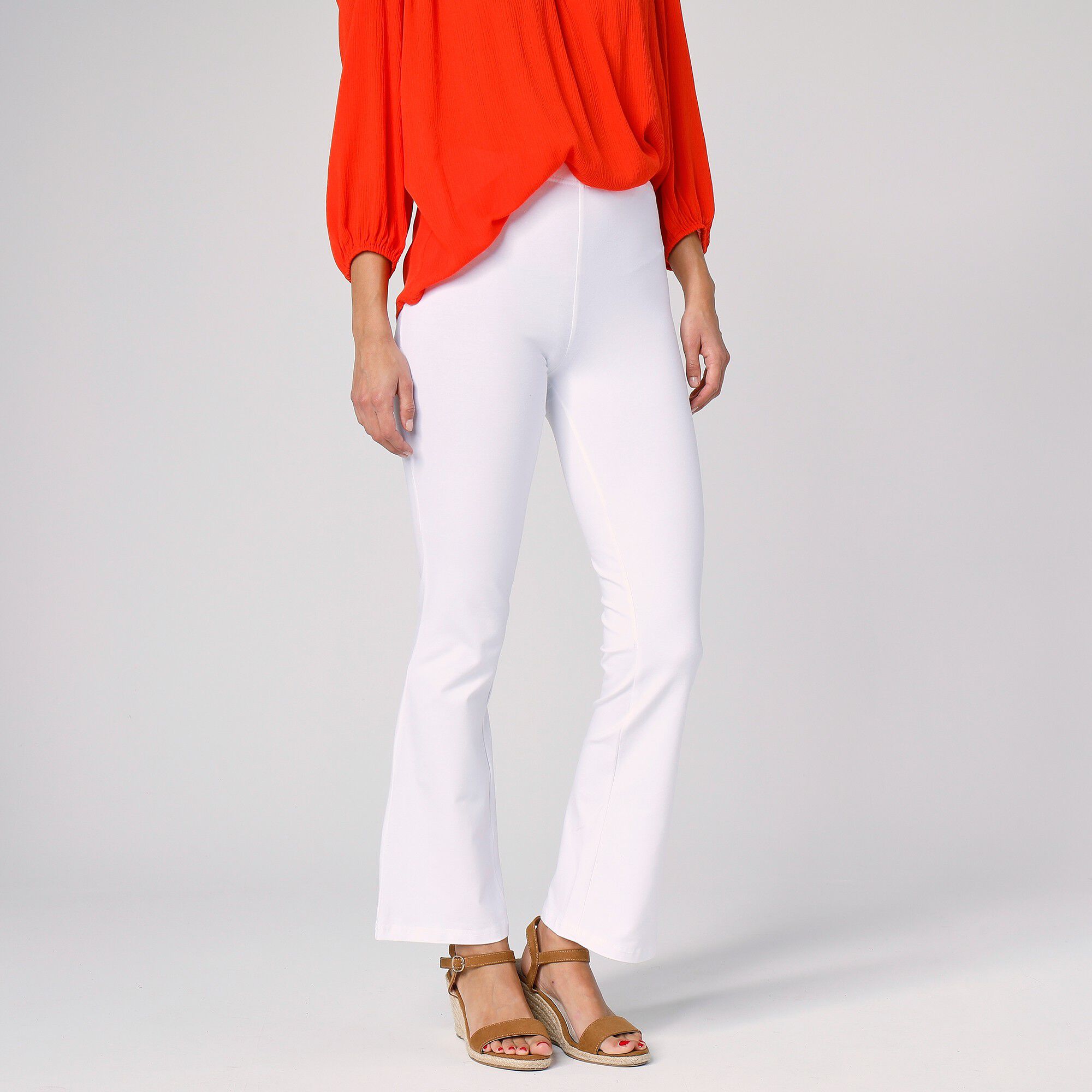 Legging bootcut uni, taille élastiquée