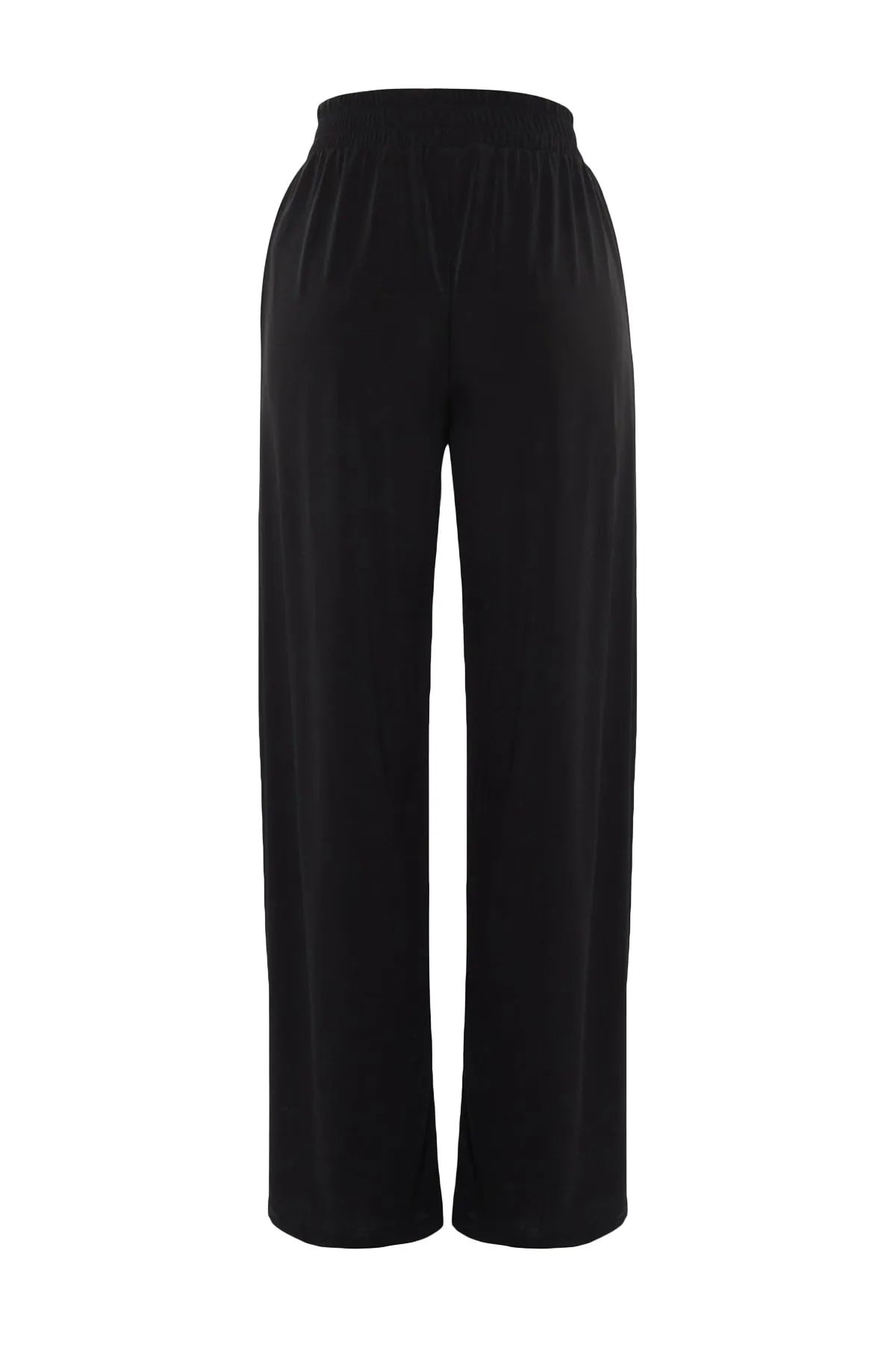 Trendyol Collection  Schwarze, weit geschnittene, locker geschnittene, dehnbare Strickhose mit hoher Taille TWOSS23PL00129