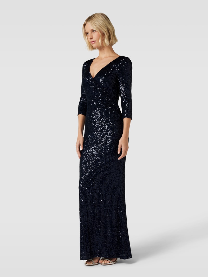 Abendkleid mit V-Ausschnitt in dunkelblau