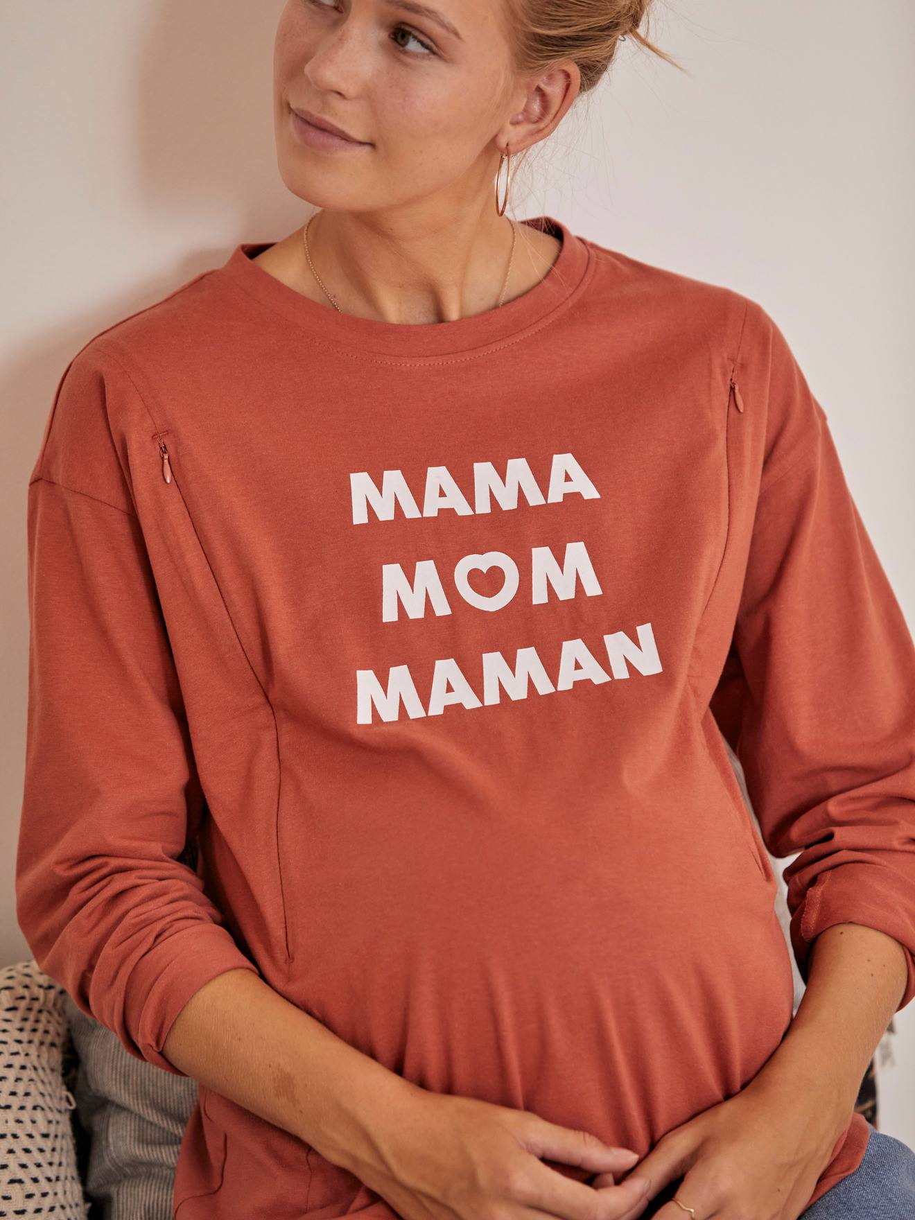 T-shirt à message grossesse et allaitement chocolat