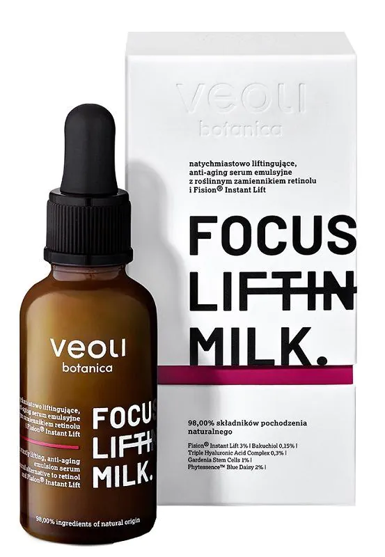 Veoli Botanica Focus Lifting Milk Momentinio stangrinamojo poveikio emulsinis serumas nuo senėjimo