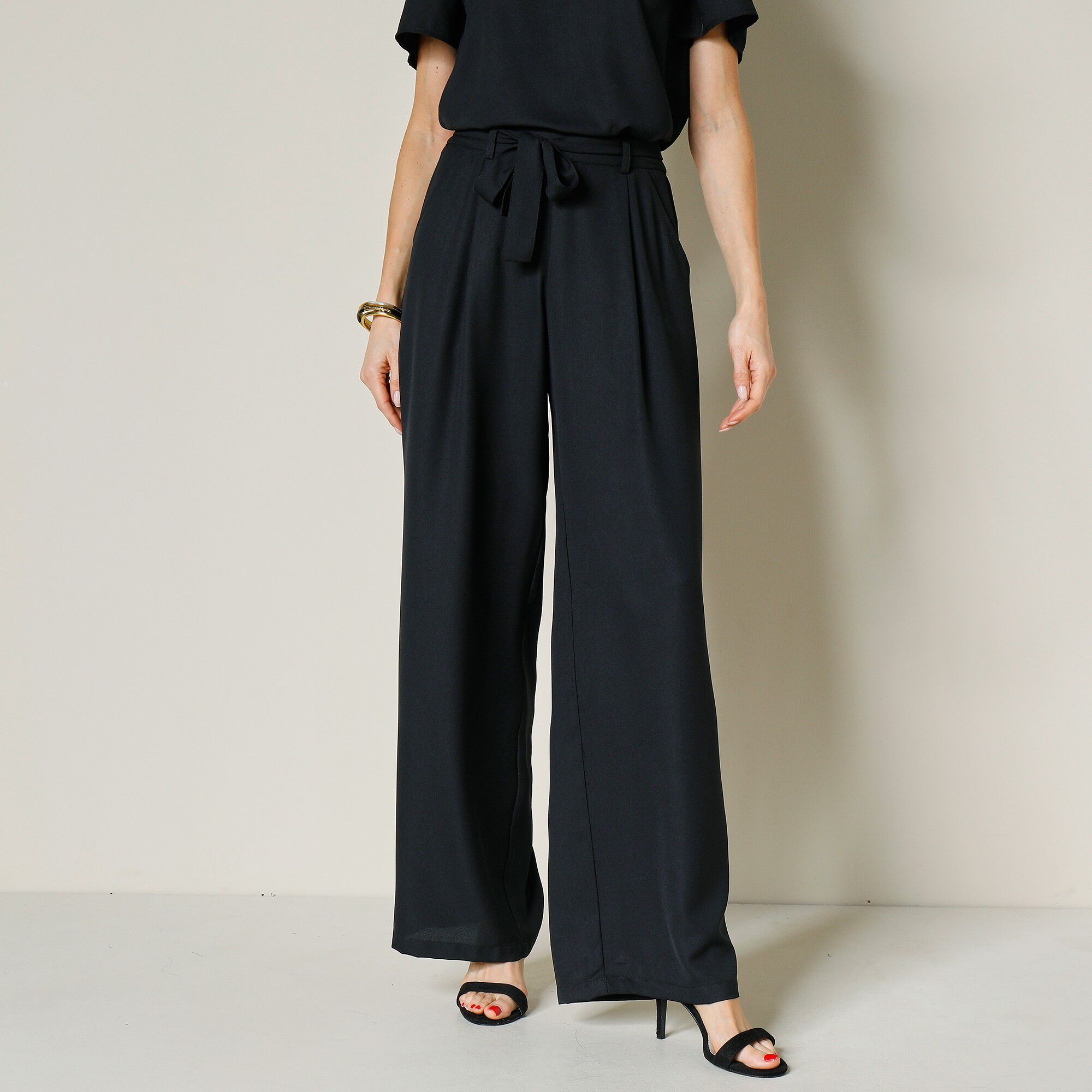 Pantalon uni large et fluide