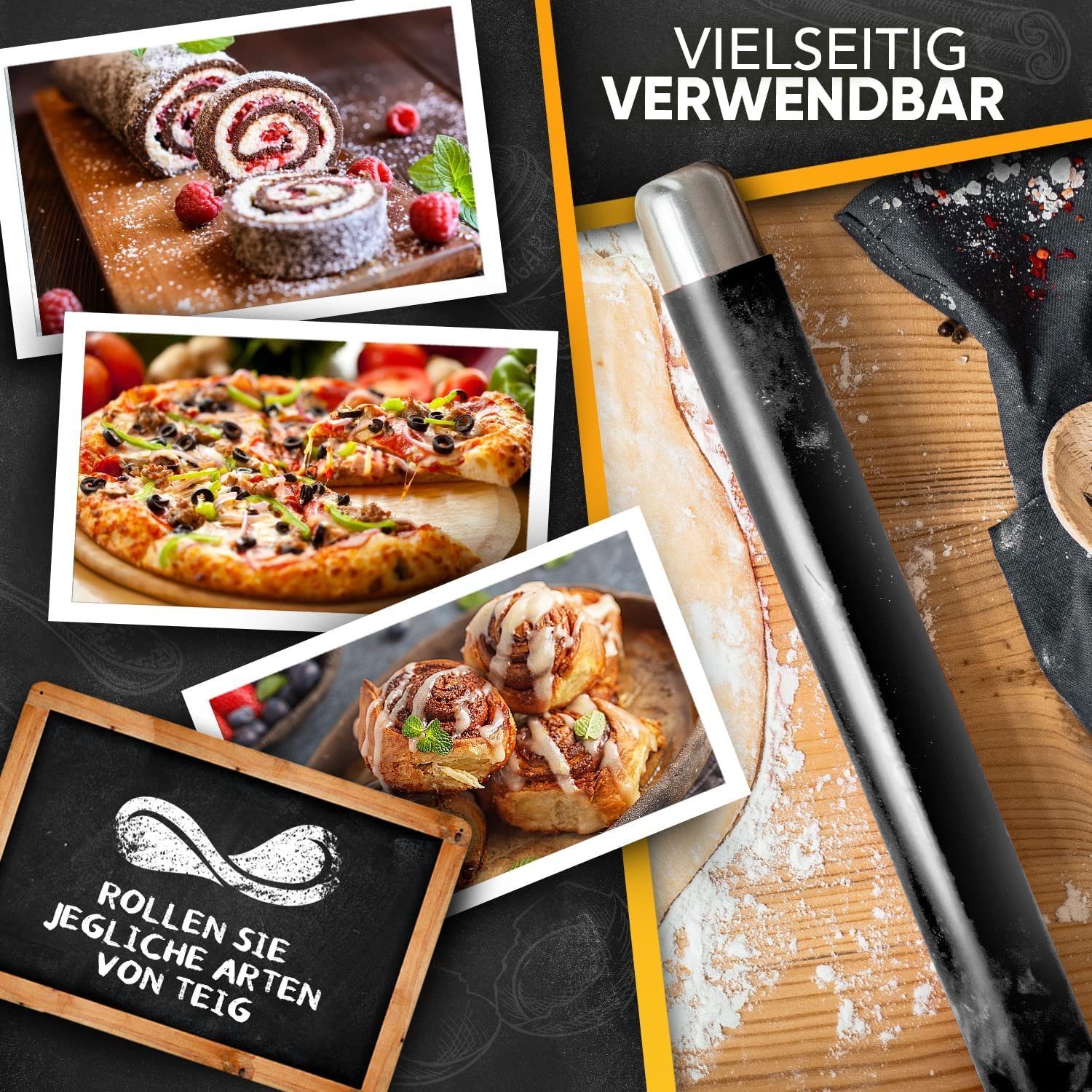 Loco Bird Teigroller aus BPA freiem Silikon Silikon, (Teigrolle mit Antihaftbeschichtung, Nudelholz Silikon ohne Griffe), Backzubehör für Fondant Roller, Pizza, Kuchen, Nudelteig und Mürbeteig