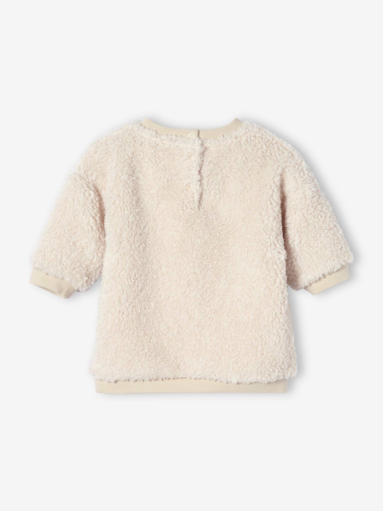 Vertbaudet Baby Kleid, Webpelz - wollweiß