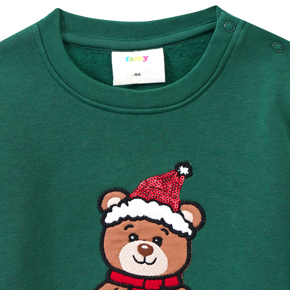 Baby Weihnachtssweatshirt mit Bär-Applikation dunkelgrün