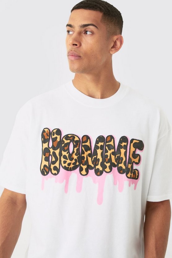 Oversized Leopard Homme Puff Print T-shirt