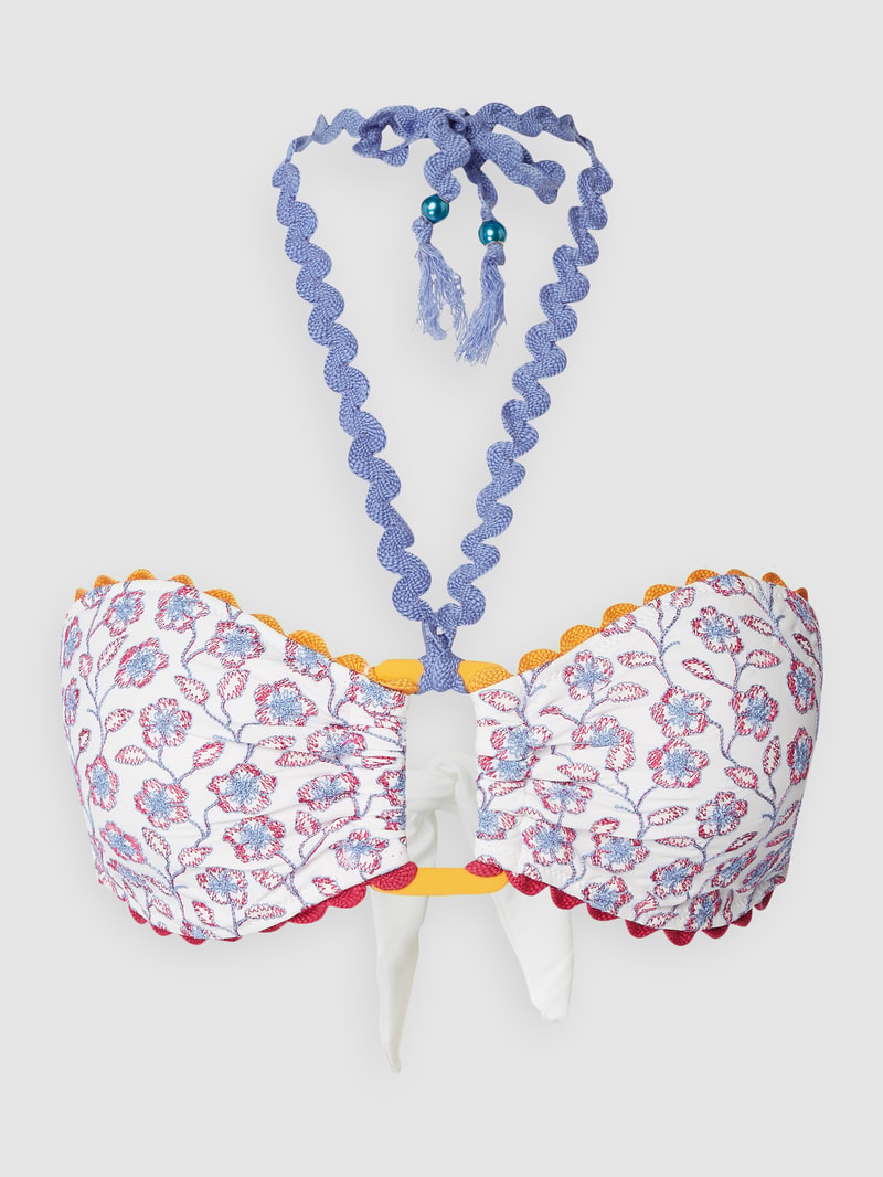 Bikini-Oberteil mit Stickereien in offwhite