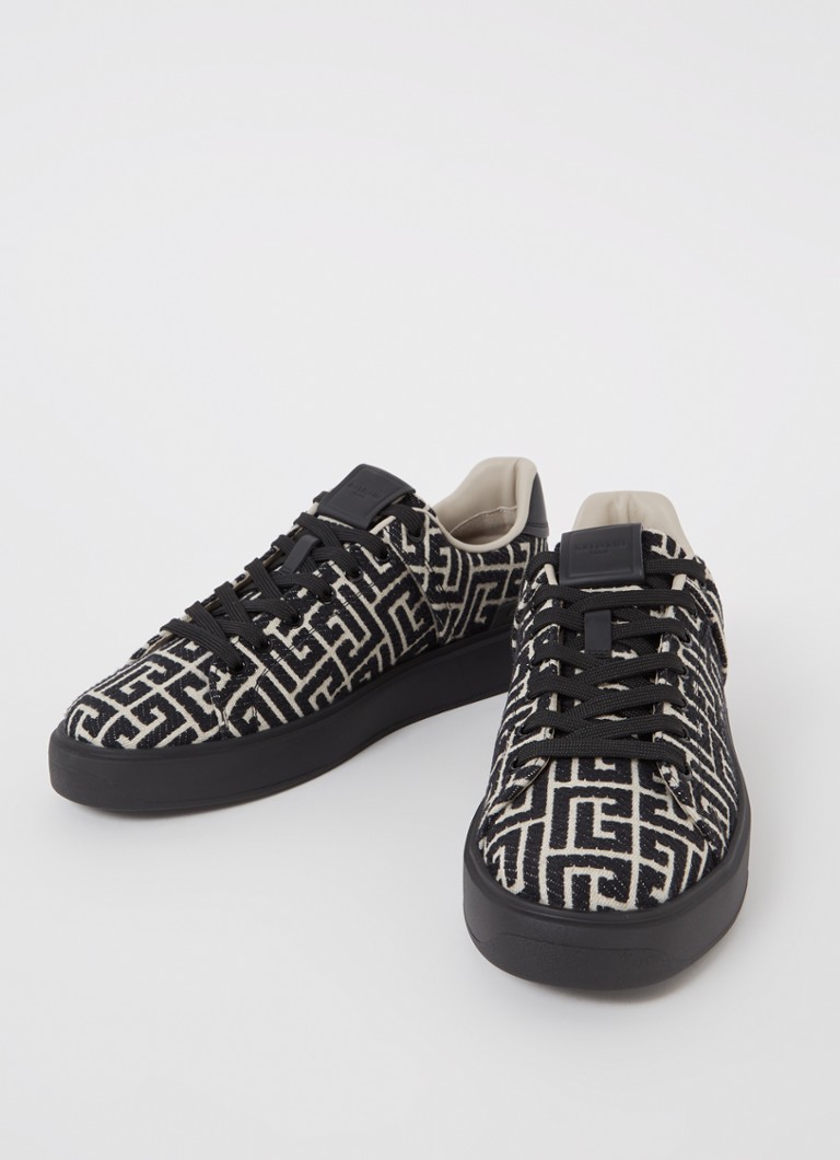 Balmain B-Court sneaker with logo print and leather details
