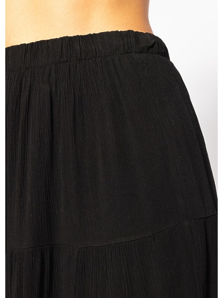 SASSYCLASSY Maxi Volantsrock in Crinkle-Optik in Schwarz günstig kaufen