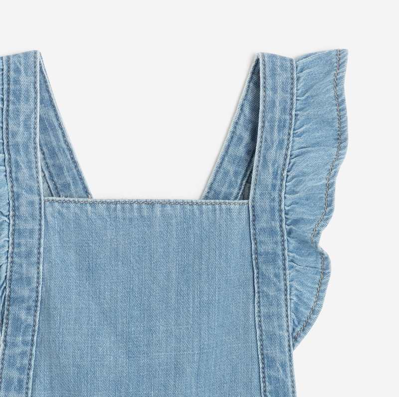 Salopette en jean bébé fille bleue délavé Catimini