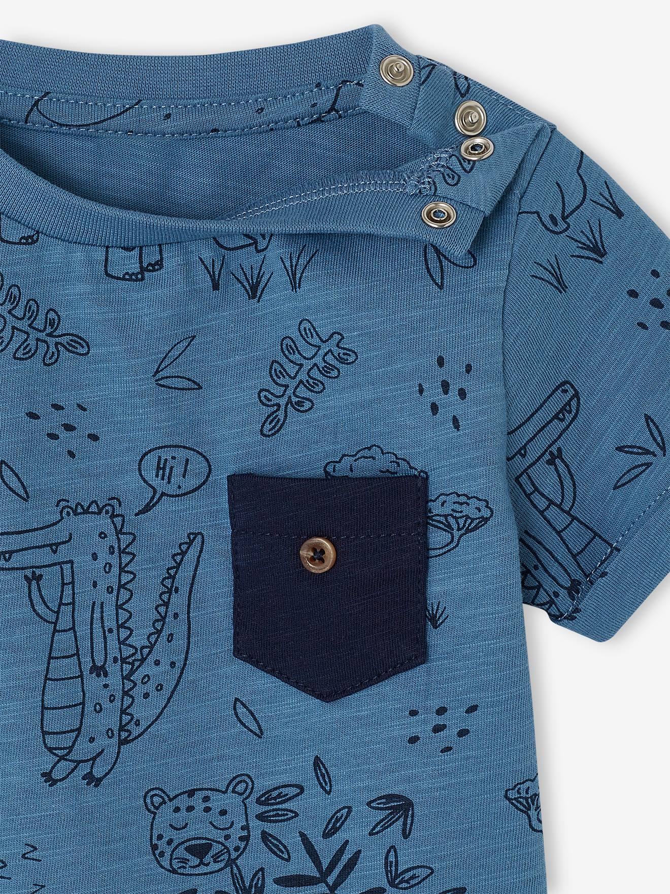 Vertbaudet Baby T-Shirt mit Dschungelprint Oeko-Tex - blau