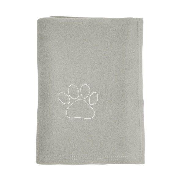 Fleece-Heimtierdecke mit Pfotenstick, 70 x 140 cm, hellgrau