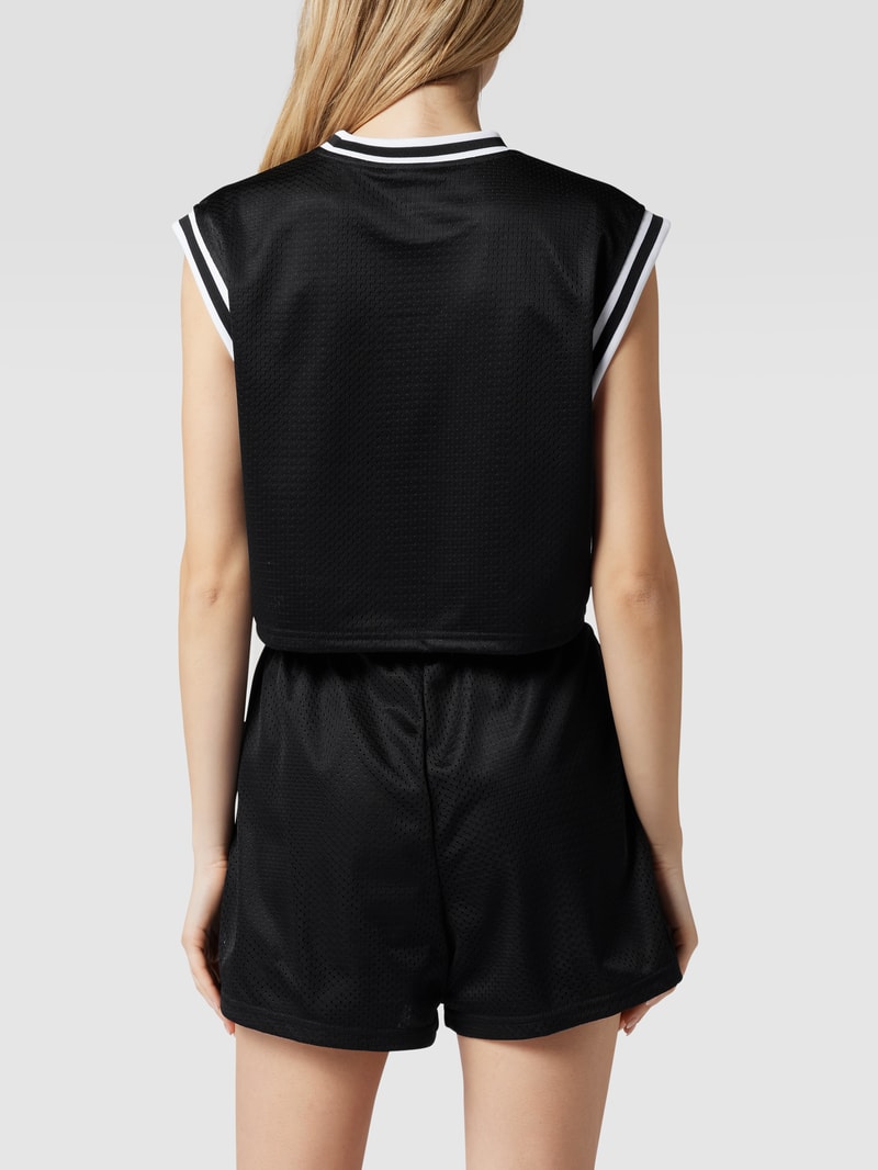 Crop Top aus Mesh in schwarz