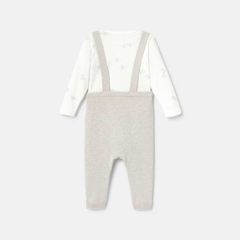 Ensemble salopette et t-shirt beige naissance Absorba