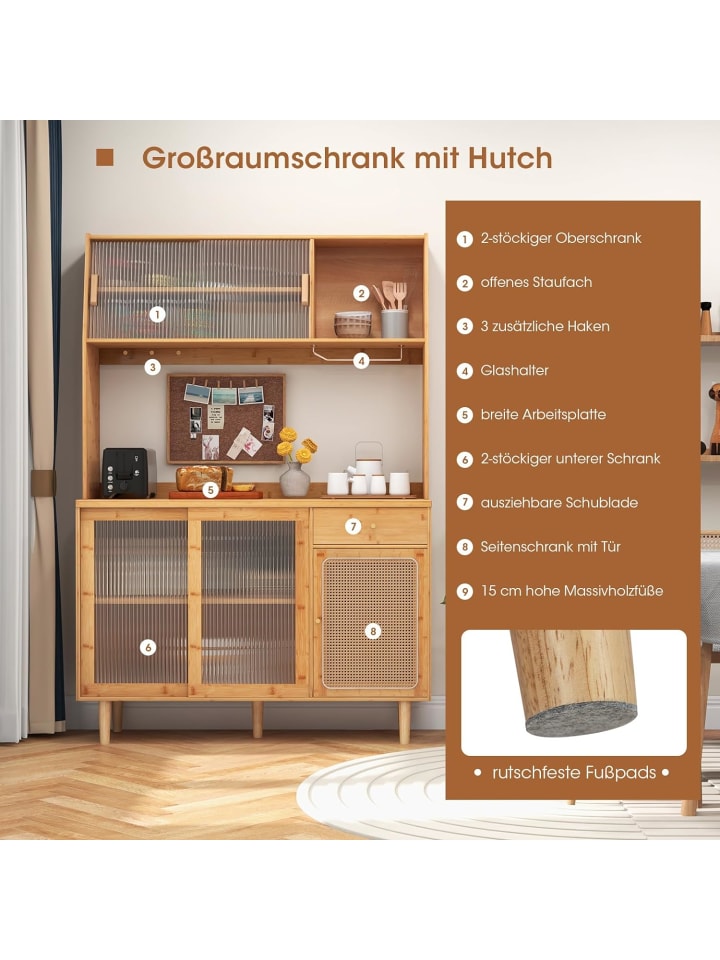 COSTWAY Buffetschrank Bambus in Hellbraun günstig kaufen onesize
