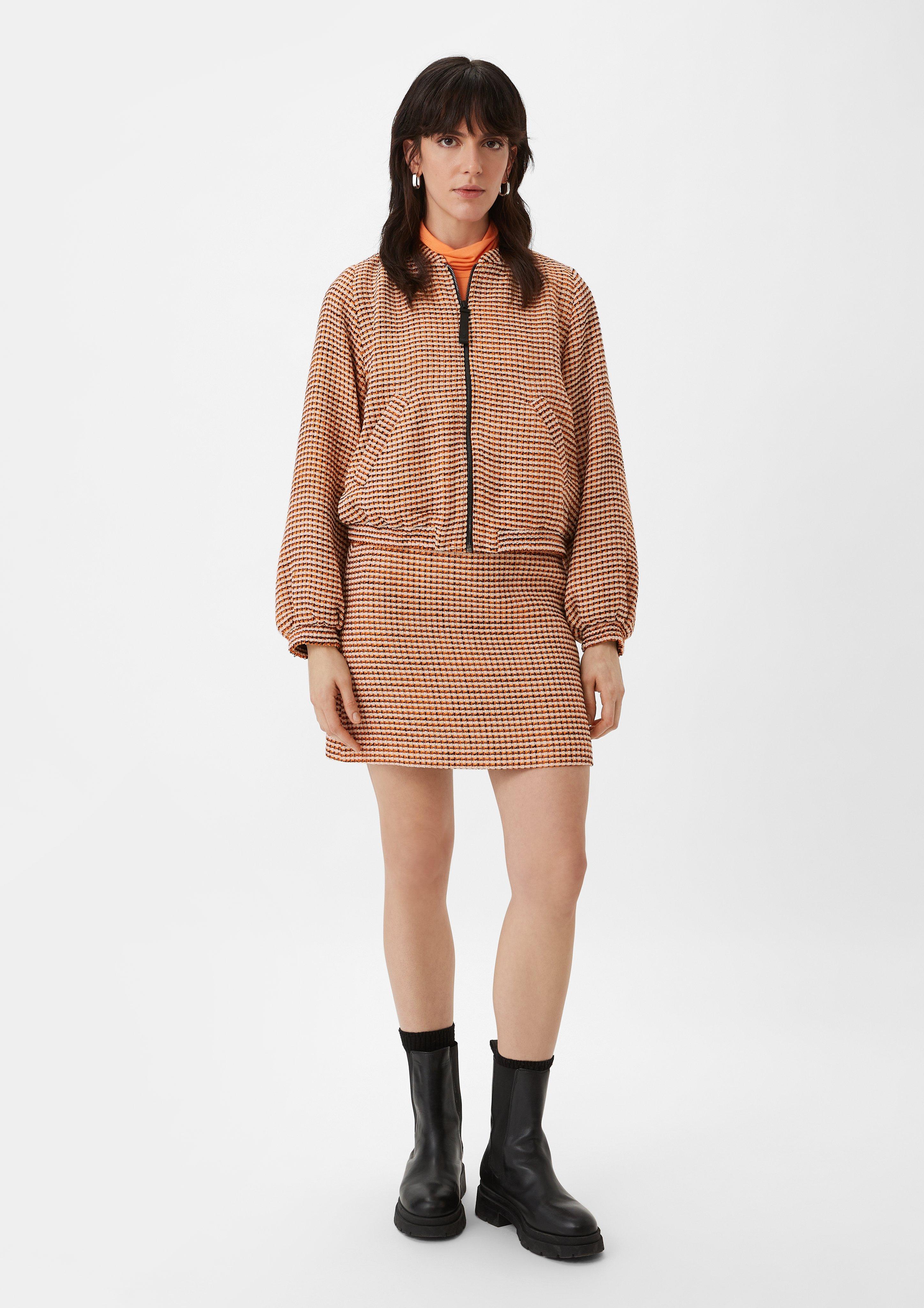 Blouson-Jacke aus Bouclé - orange
