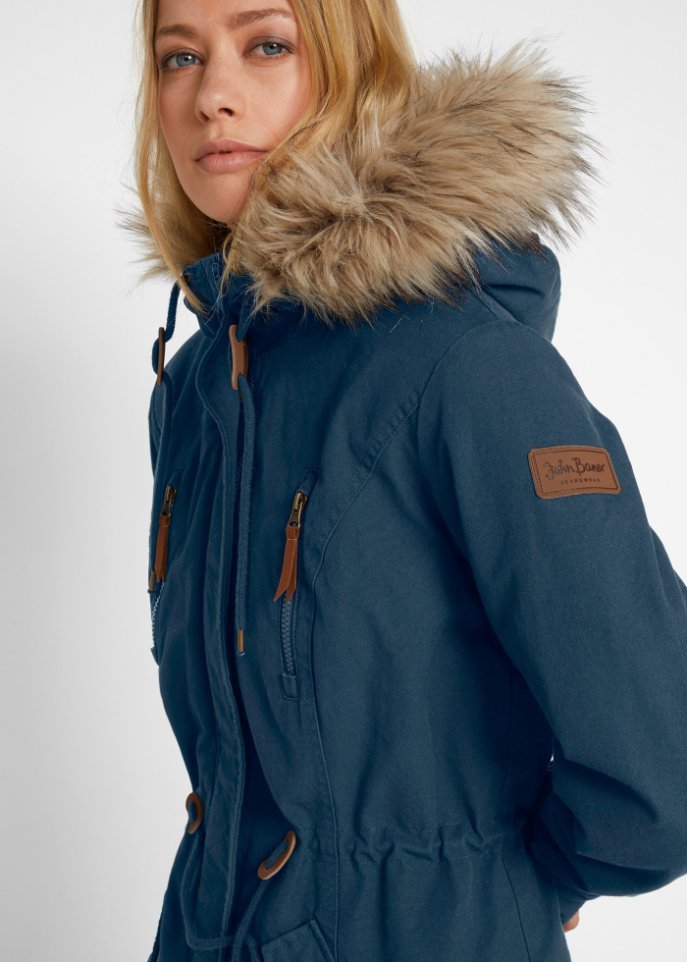 Winterparka mit Fellimitat-Kapuze