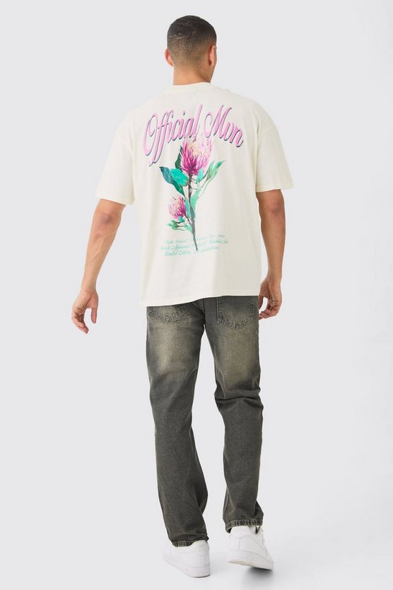 Lockere Jeans mit Farbspritzern in Antik-Grau