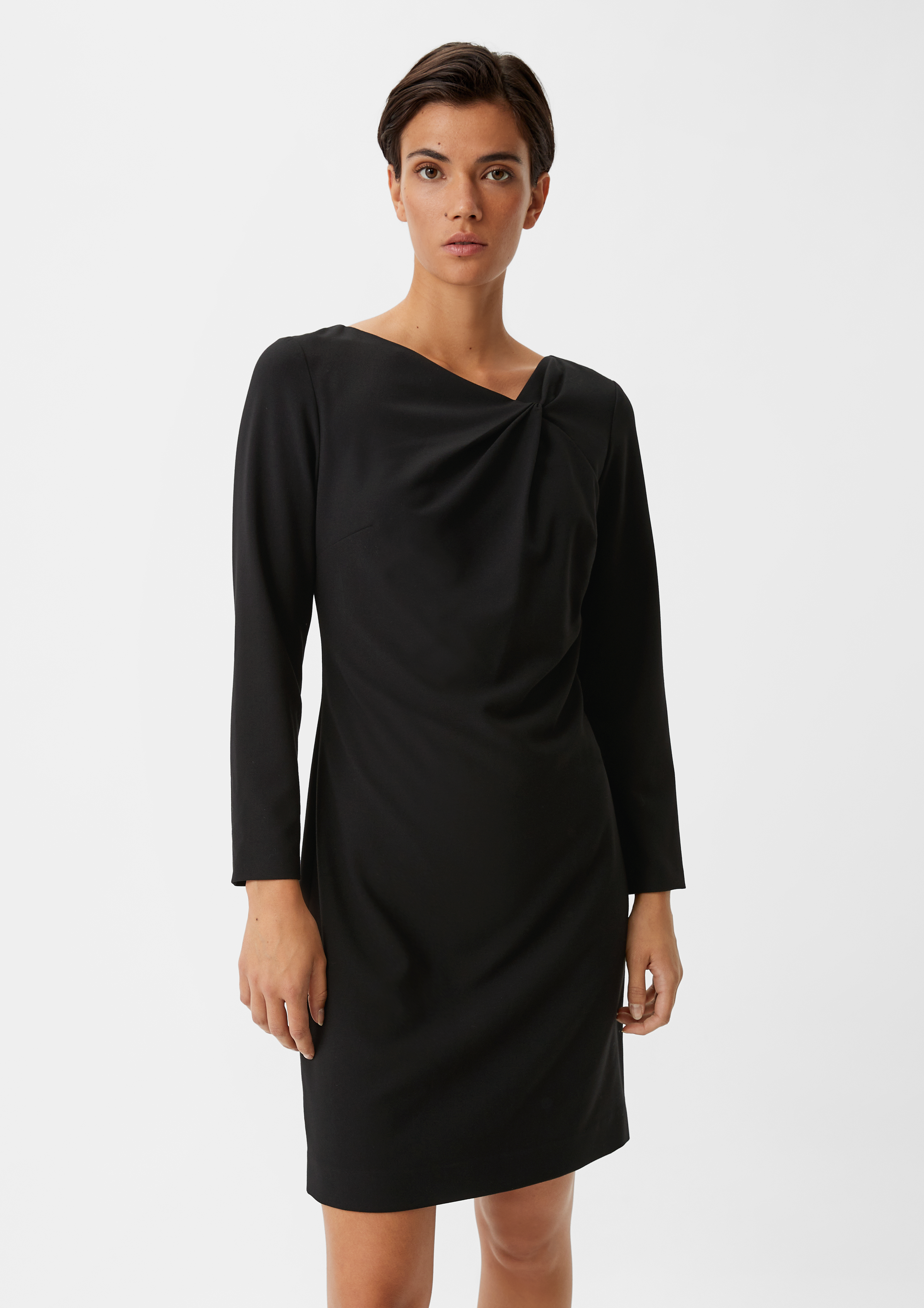 Crêpe-Kleid mit Knotendetail - schwarz