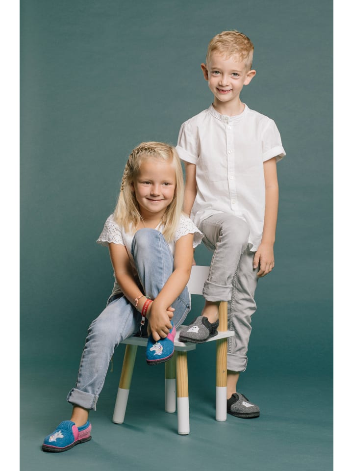 kitz-pichler Hausschuh Bobby Appl. Einhorn in arctic blue/lippstick günstig kaufen