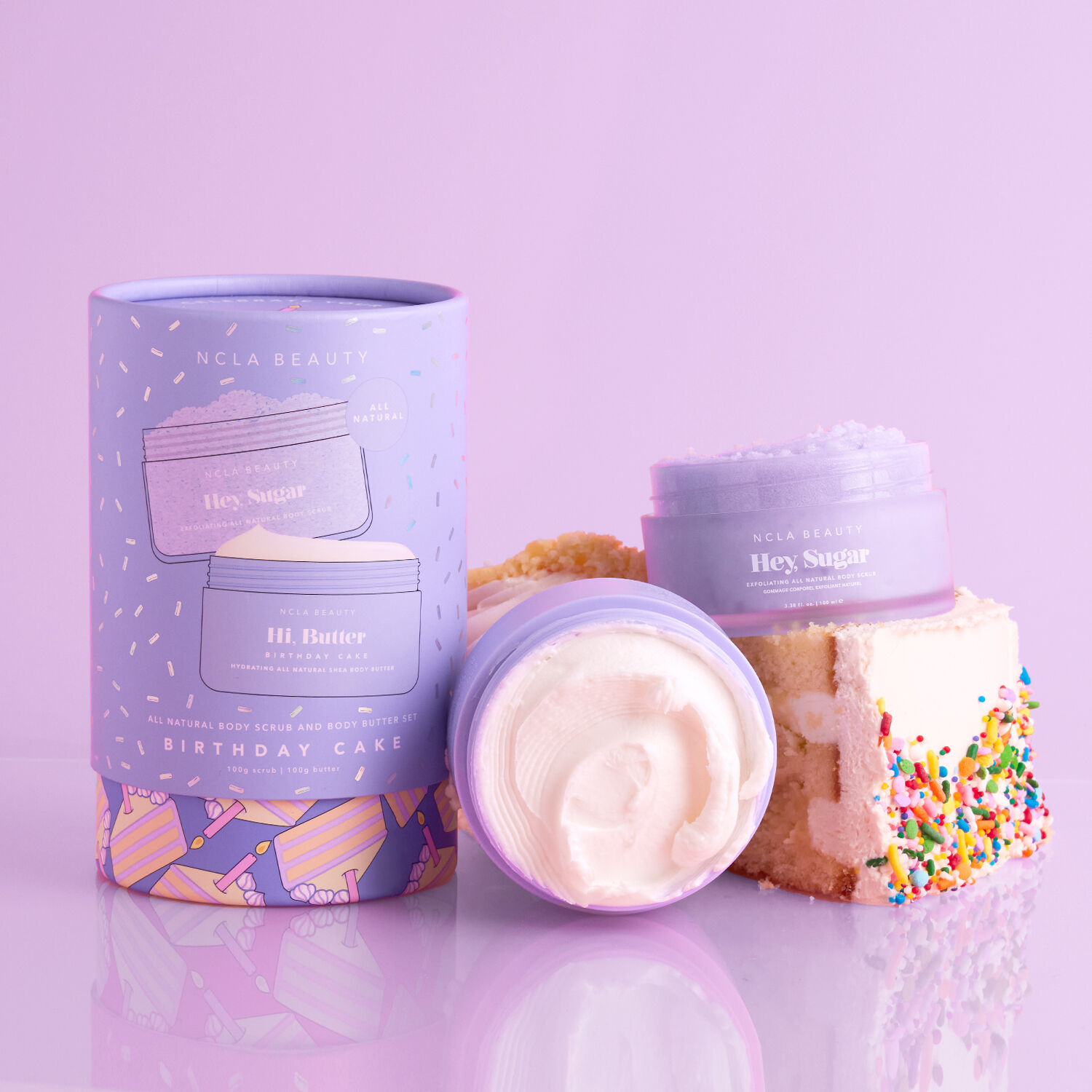 NCLA Beauty All Natural Body Care Set - Birthday Cake Exfoliant Corps 100g + Beurre Corporel 100g